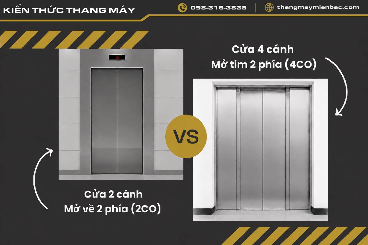 Thang máy cửa CO 4 cánh có nên lắp cho nhà phố
